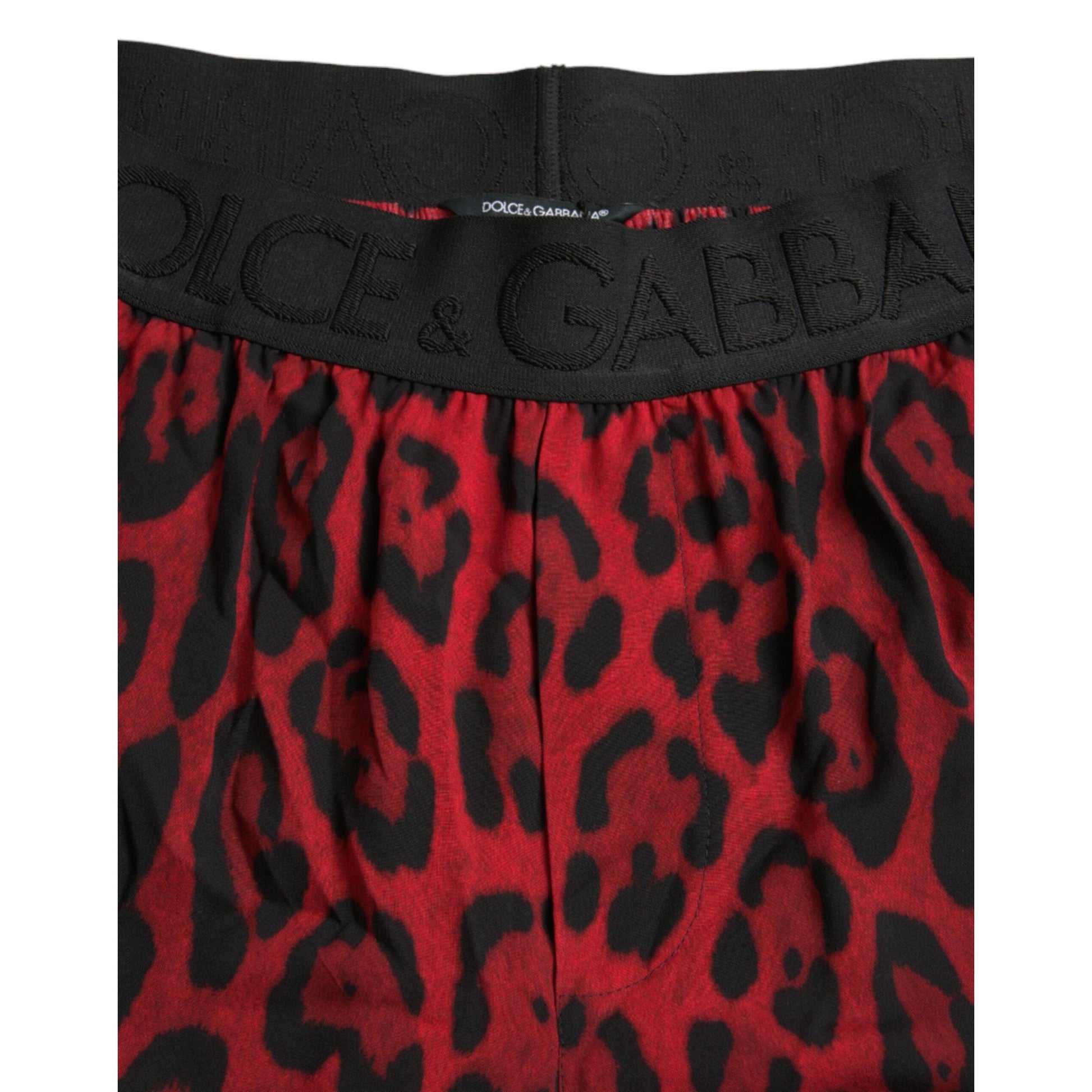 Dolce & Gabbana Red Leopard Print Viscose Bermuda Shorts
