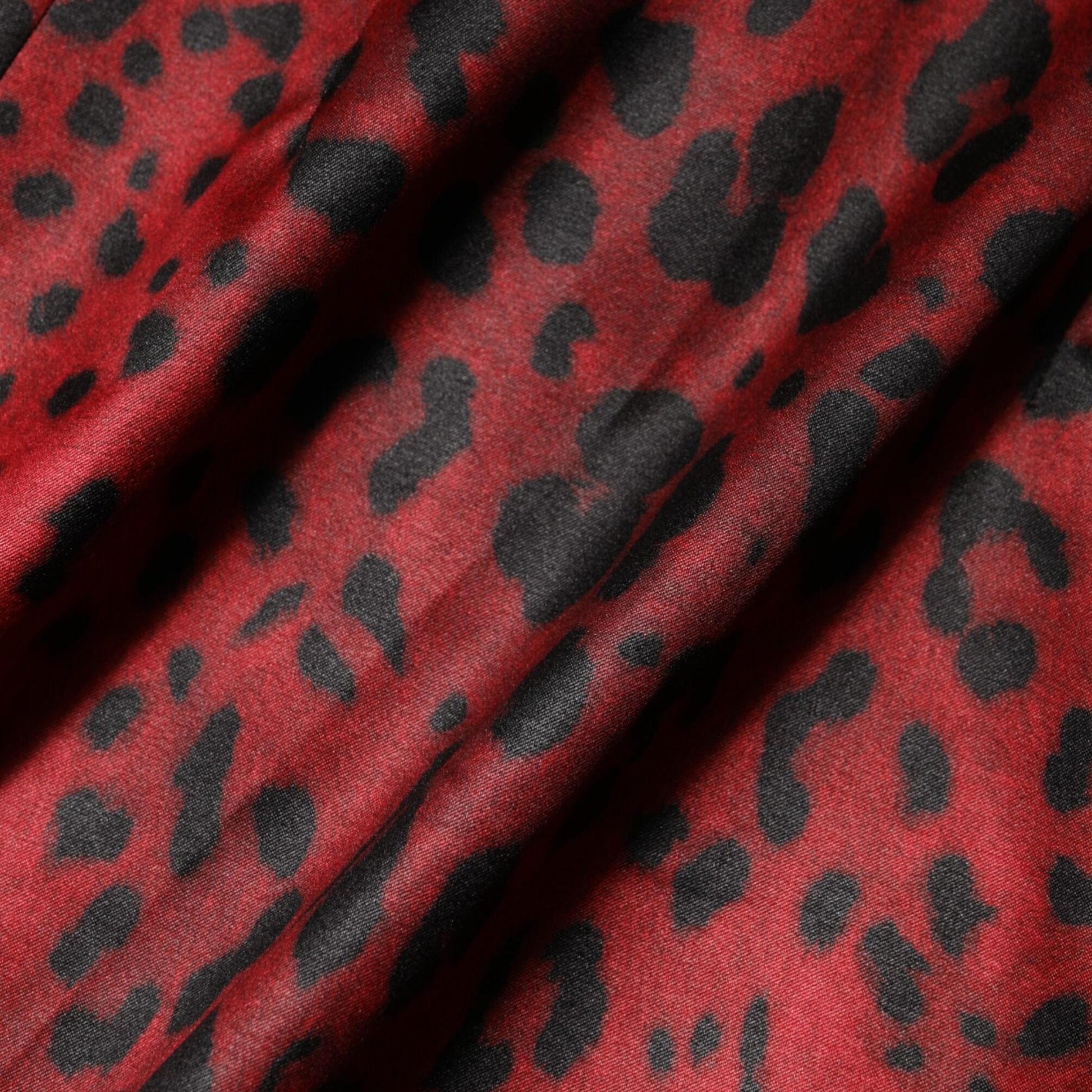 Dolce & Gabbana Red Leopard Sheath Long Sleeves Dress