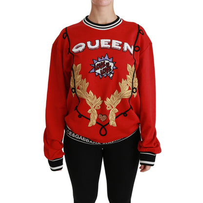 Dolce & Gabbana Red Queen Sequined Love Pullover Sweater