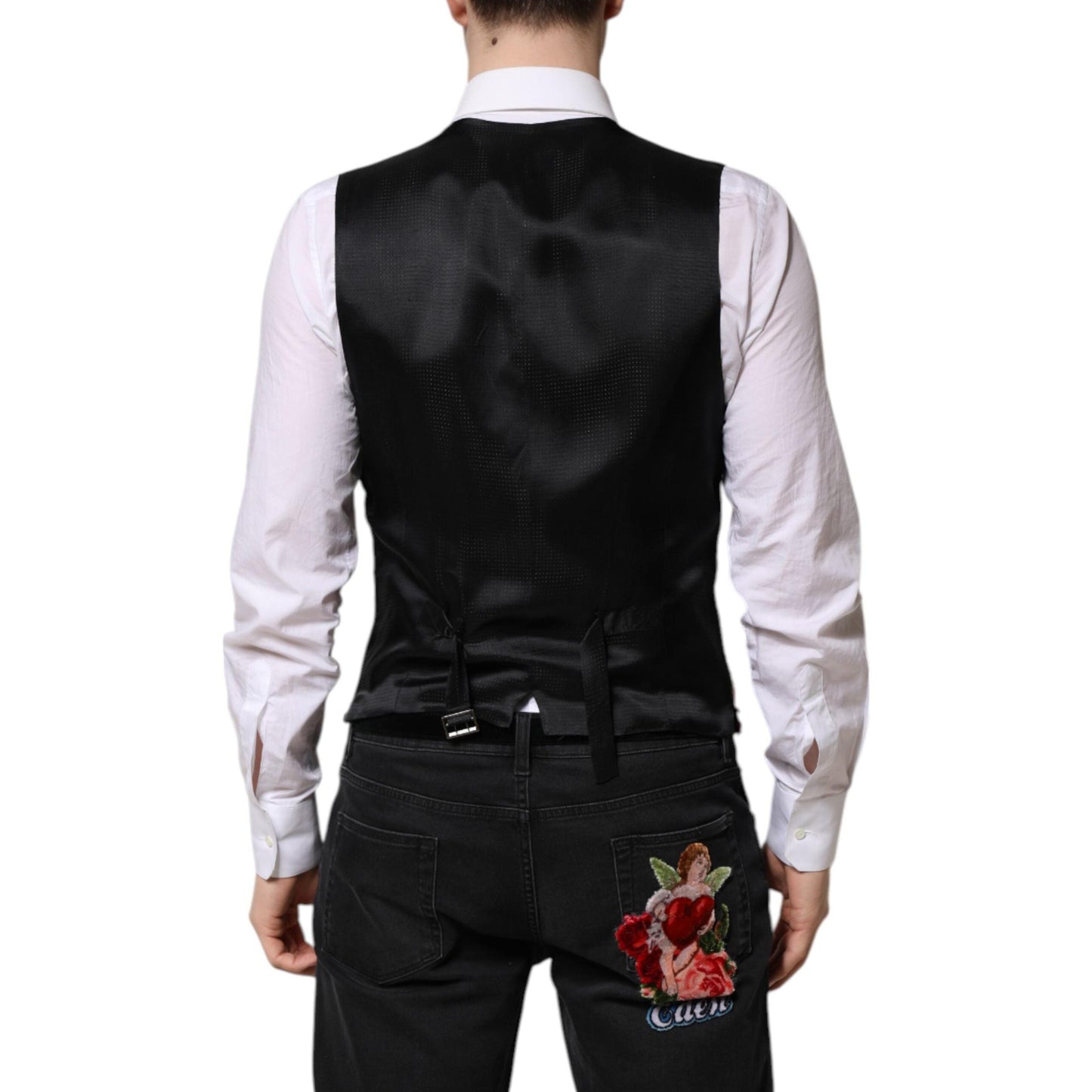 Dolce & Gabbana Red Sequined Dress Formal Men Waistcoat Vest