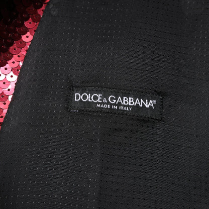 Dolce & Gabbana Red Sequined Dress Formal Men Waistcoat Vest