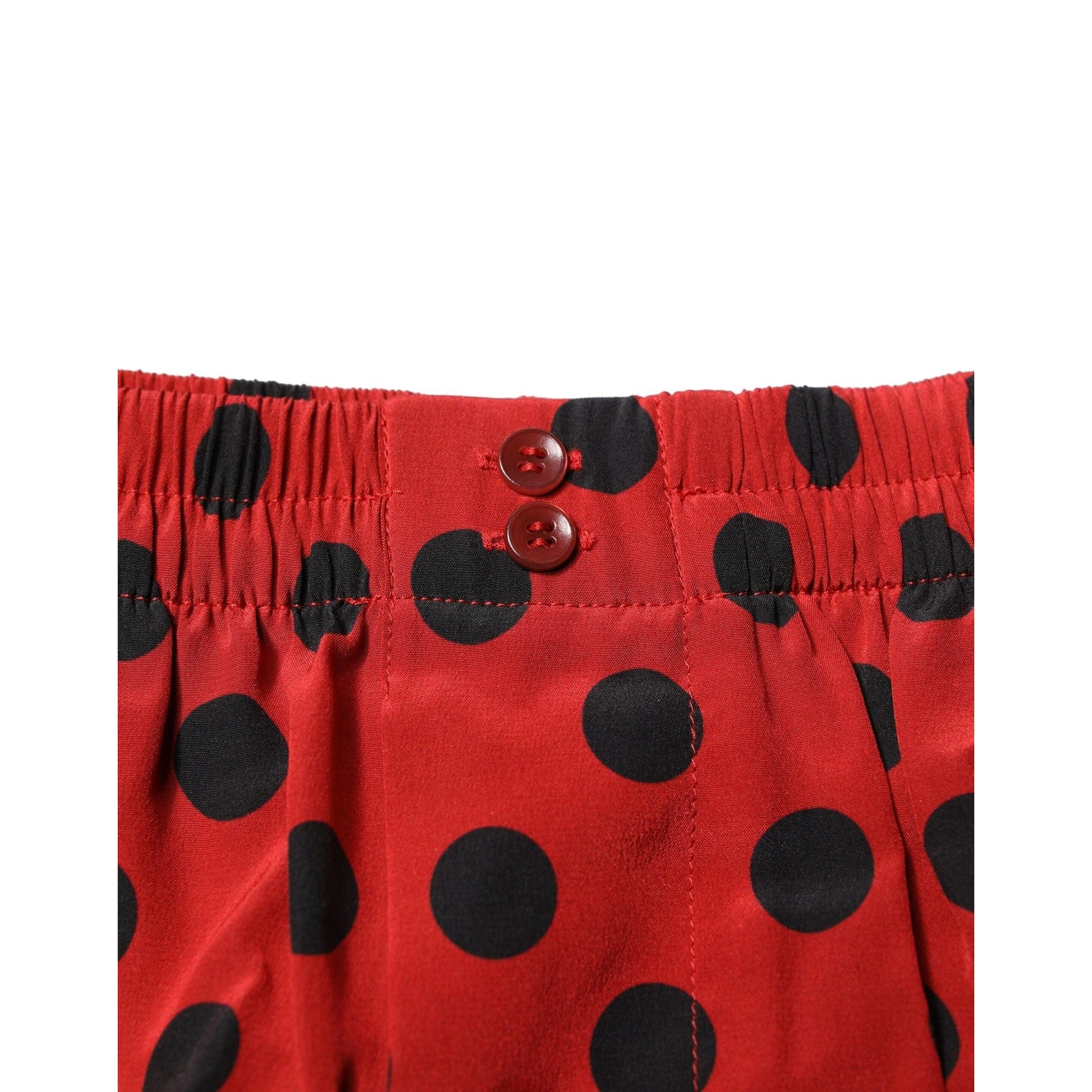 Dolce & Gabbana Red Silk Polka Dot Beachwear Shorts Swimwear