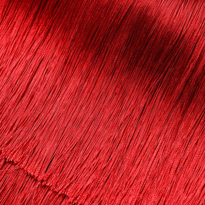 Dolce & Gabbana Red Silk Strapless Fringe Crop Tube Top