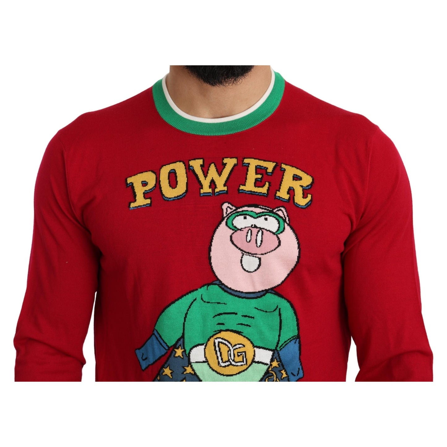 Dolce & Gabbana Red Wool Silk Pig of the Year Sweater