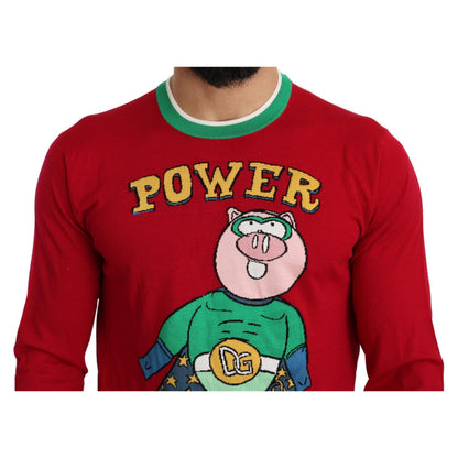 Dolce & Gabbana Red Wool Silk Pig of the Year Sweater