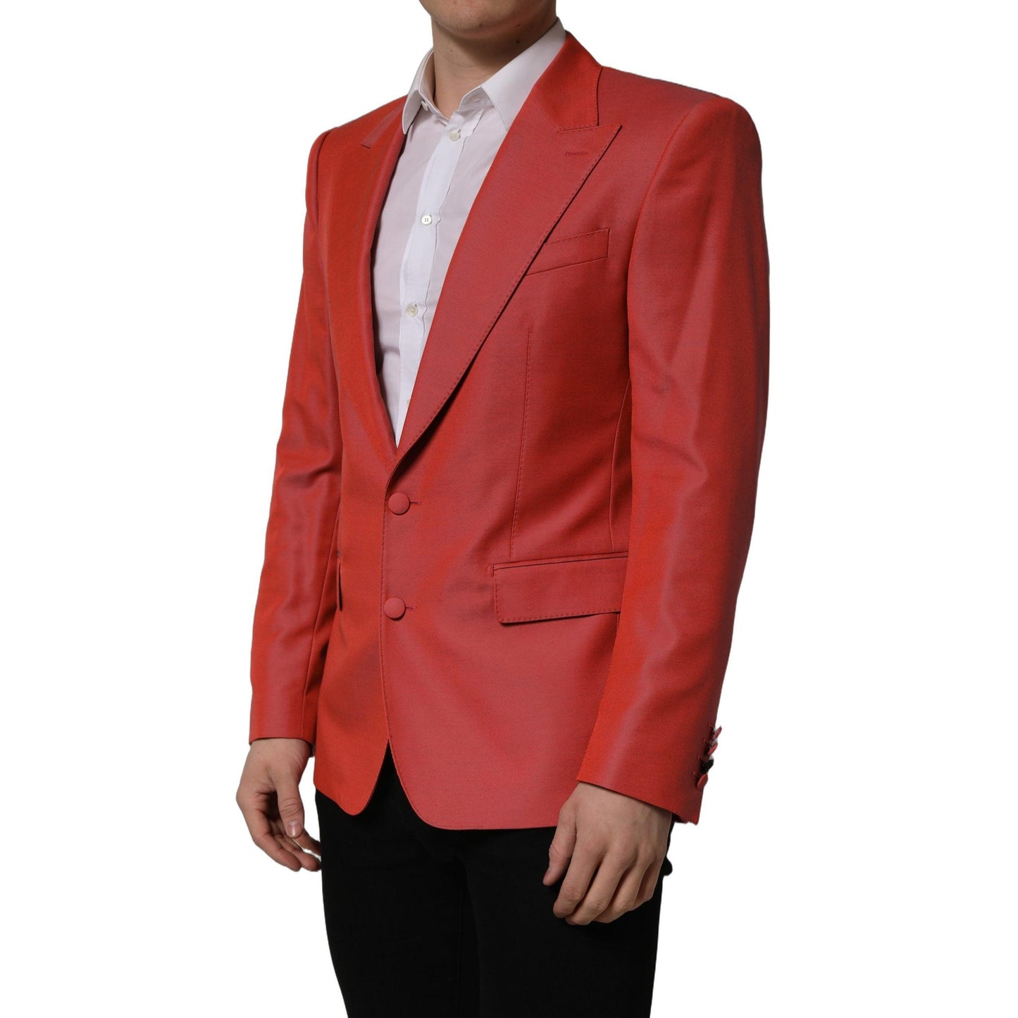Dolce & Gabbana Red Wool Single Breasted Men Blazer Jacket