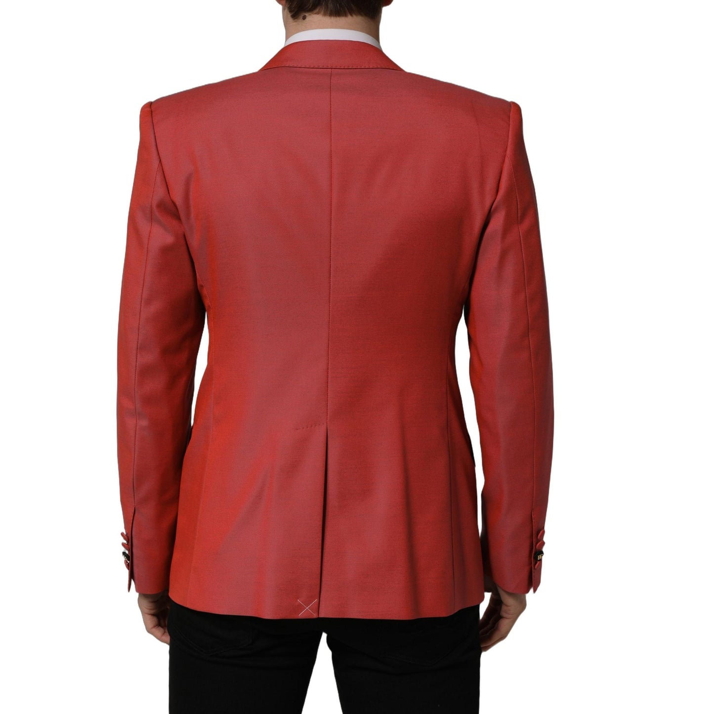 Dolce & Gabbana Red Wool Single Breasted Men Blazer Jacket