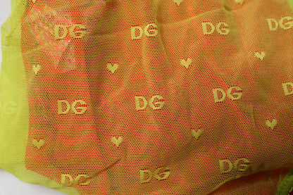 Dolce & Gabbana Red Yellow Tulle Mid Waist Panty Underwear