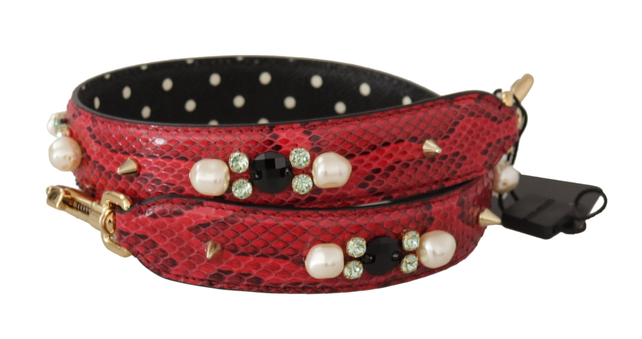 Dolce & Gabbana Rød Python Læder Krystals Reversible Skulder Strap-Modeoutlet