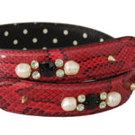 Dolce & Gabbana Rød Python Læder Krystals Reversible Skulder Strap-Modeoutlet