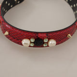 Dolce & Gabbana Rød Python Læder Krystals Reversible Skulder Strap-Modeoutlet