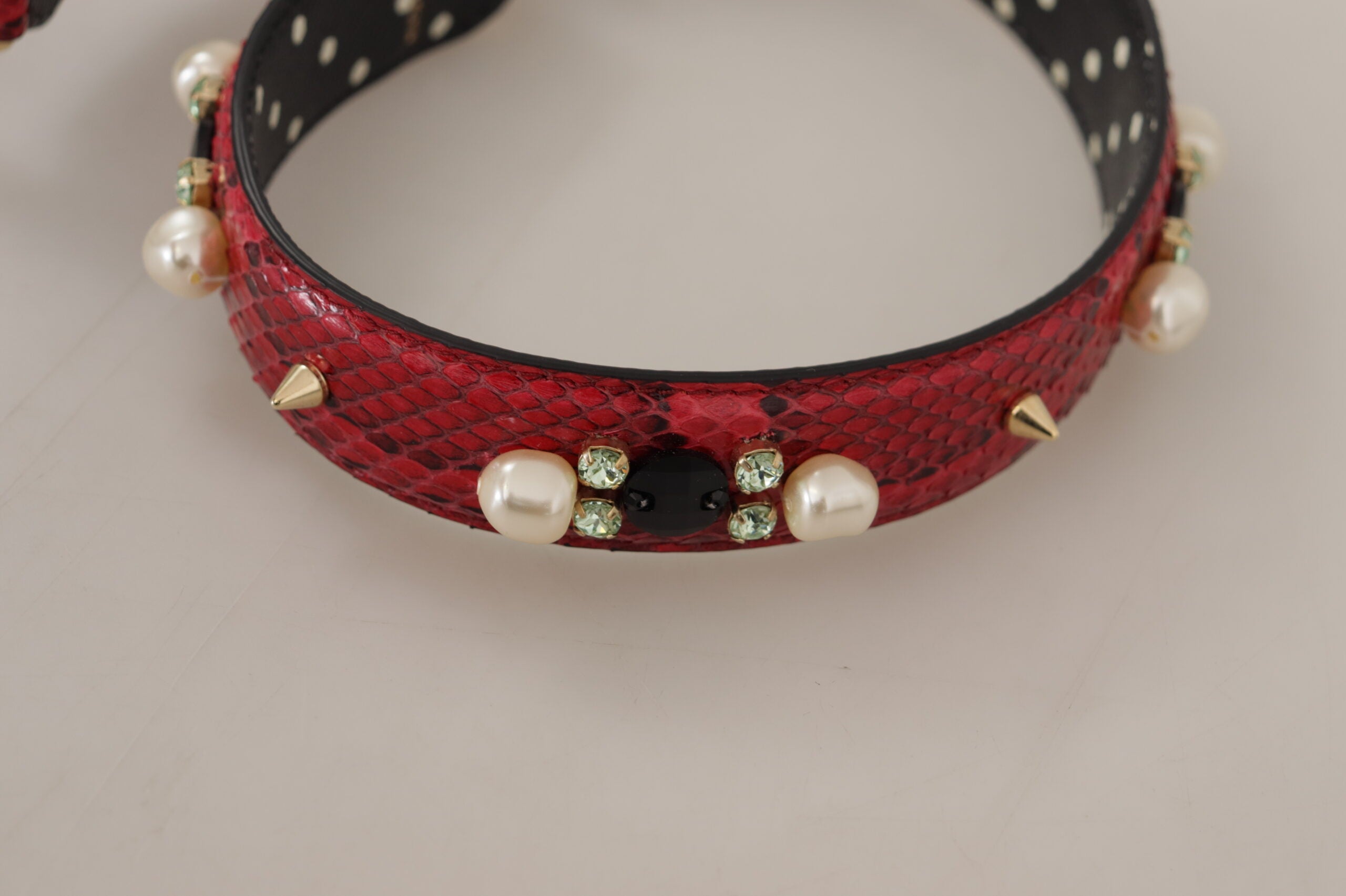 Dolce & Gabbana Rød Python Læder Krystals Reversible Skulder Strap-Modeoutlet