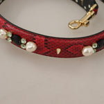 Dolce & Gabbana Rød Python Læder Krystals Reversible Skulder Strap-Modeoutlet
