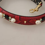 Dolce & Gabbana Rød Python Læder Krystals Reversible Skulder Strap-Modeoutlet