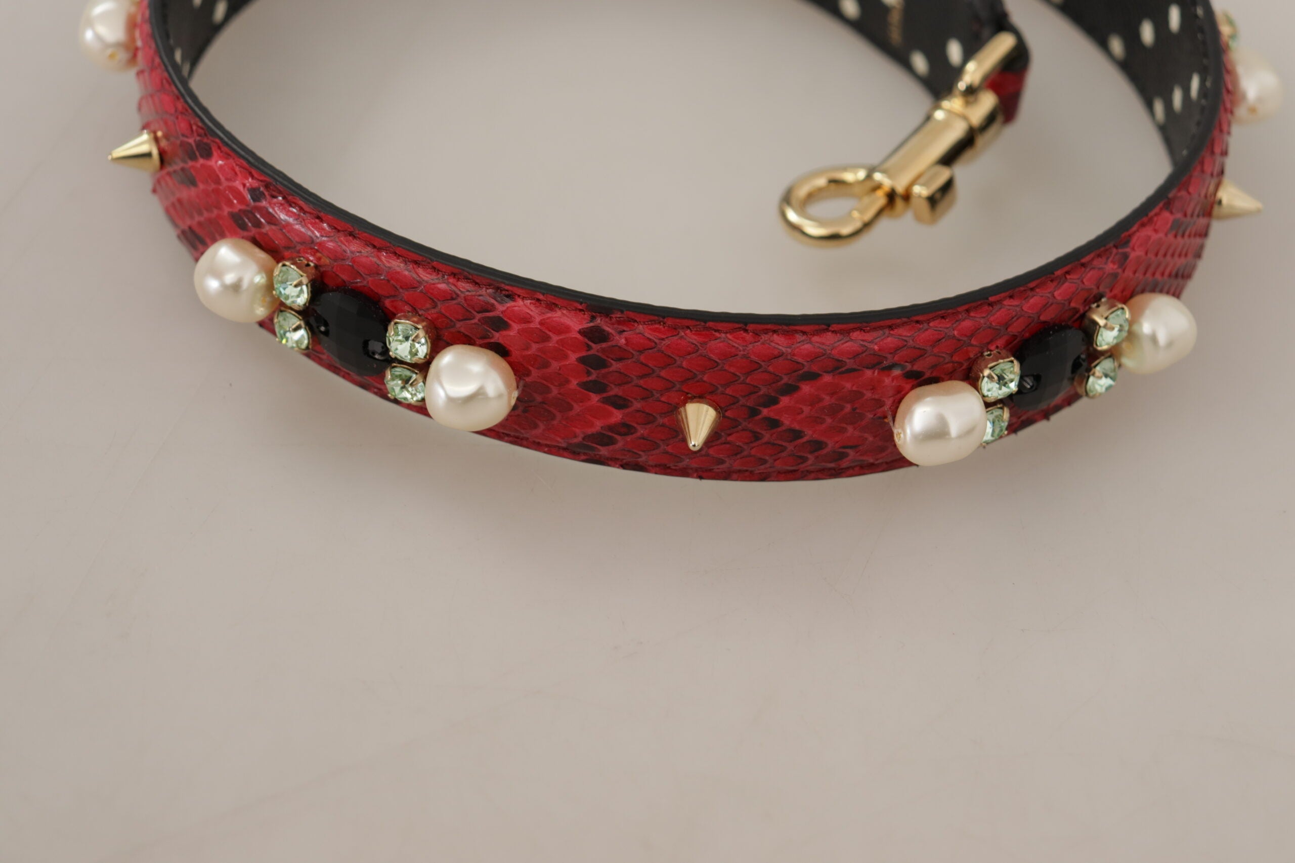 Dolce & Gabbana Rød Python Læder Krystals Reversible Skulder Strap-Modeoutlet