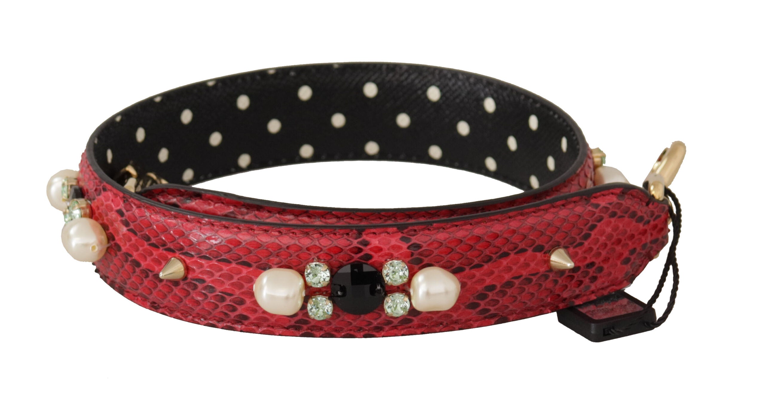 Dolce & Gabbana Rød Python Læder Krystals Reversible Skulder Strap-Modeoutlet