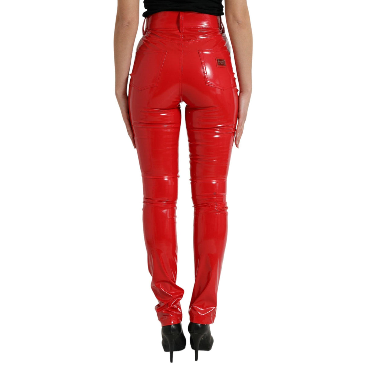 Dolce & Gabbana Shiny Red High Waist Skinny Pants
