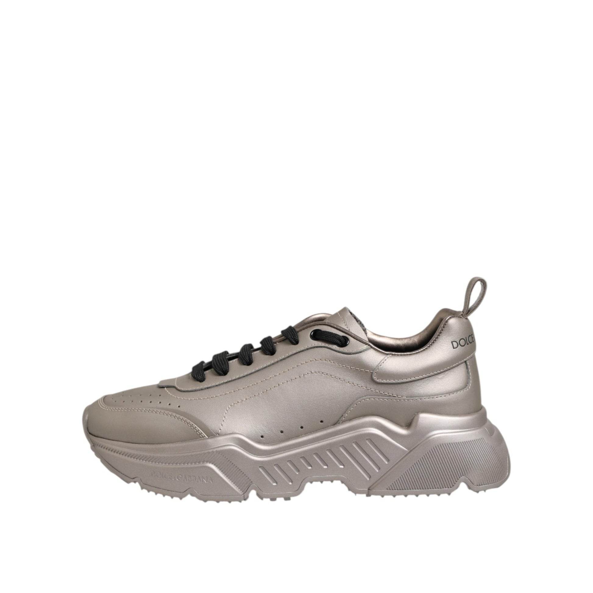 Dolce & Gabbana Silver DAYMASTER Leather Men Sneakers Shoes
