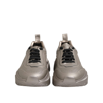 Dolce & Gabbana Silver DAYMASTER Leather Men Sneakers Shoes
