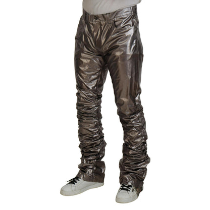 Dolce & Gabbana Silver Metallic Nylon Stretch Pants