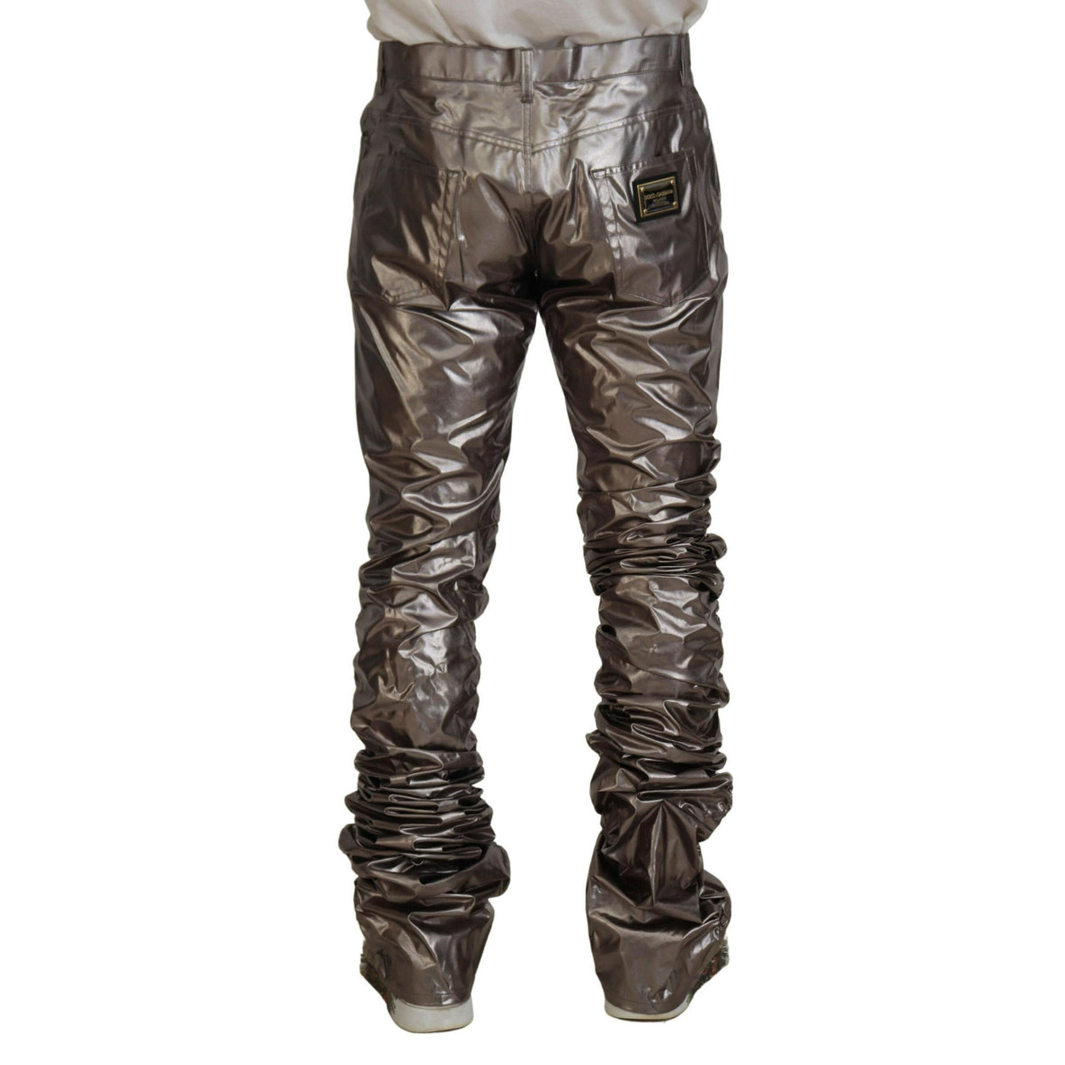 Dolce & Gabbana Silver Metallic Nylon Stretch Pants