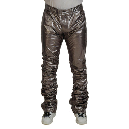 Dolce & Gabbana Silver Metallic Nylon Stretch Pants