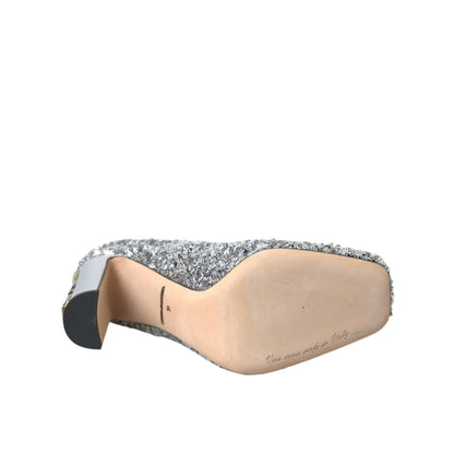 Dolce & Gabbana Silver Sequin Embellished Heels Pumps Shoes