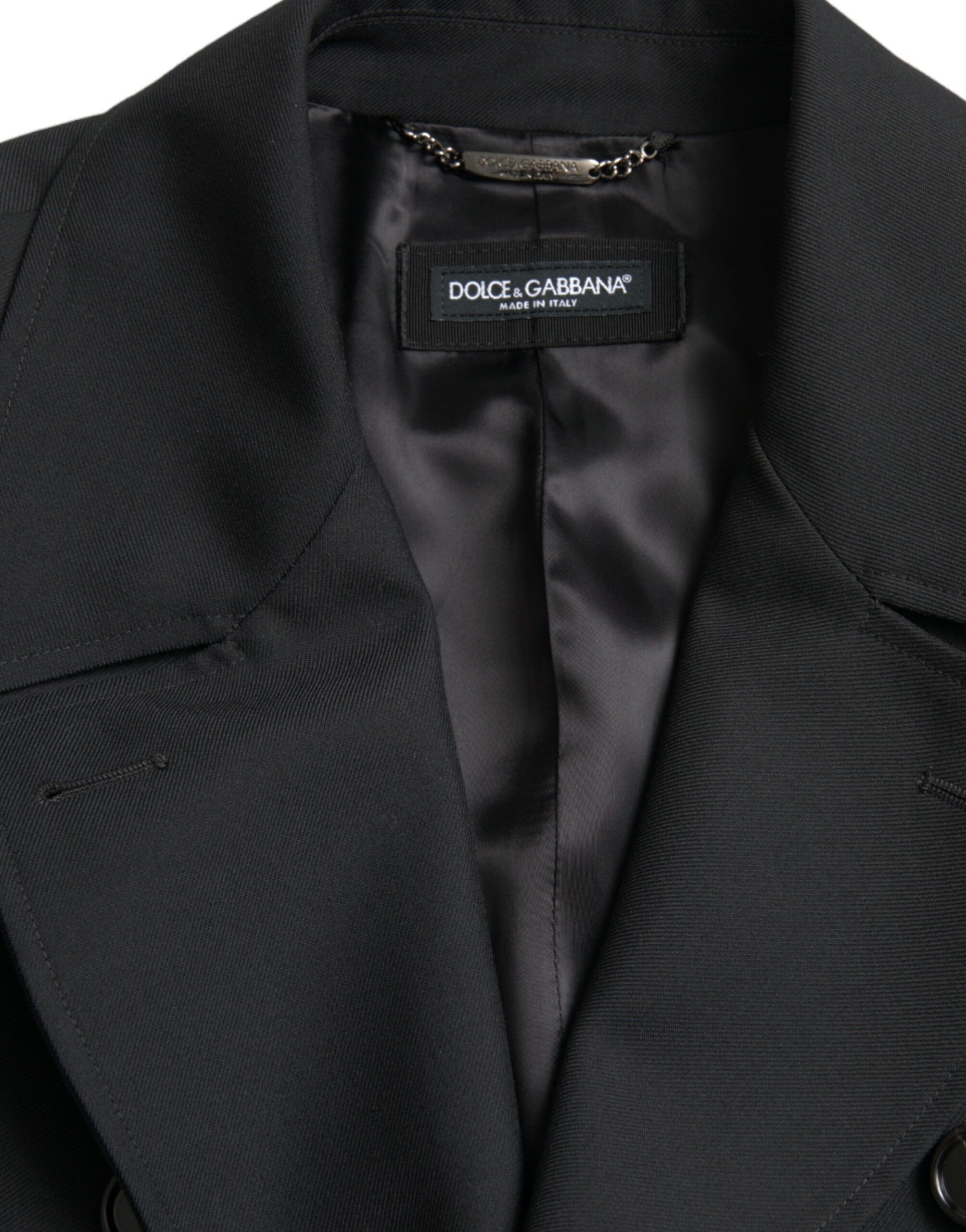 Dolce & Gabbana Sort Double Breasted Trench Coat Jakke & Frakke-Modeoutlet
