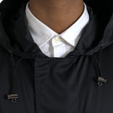Dolce & Gabbana Sort Polyester Hooded Long Windbreaker Jakke & Frakke-Modeoutlet