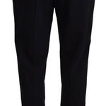 Dolce & Gabbana Sort Uld High Waist Tapered Bukser & Jeans-Modeoutlet