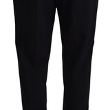 Dolce & Gabbana Sort Uld High Waist Tapered Bukser & Jeans-Modeoutlet