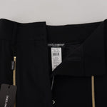 Dolce & Gabbana Sort Uld High Waist Tapered Bukser & Jeans-Modeoutlet