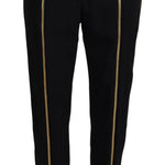 Dolce & Gabbana Sort Uld High Waist Tapered Bukser & Jeans-Modeoutlet