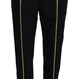 Dolce & Gabbana Sort Uld High Waist Tapered Bukser & Jeans-Modeoutlet