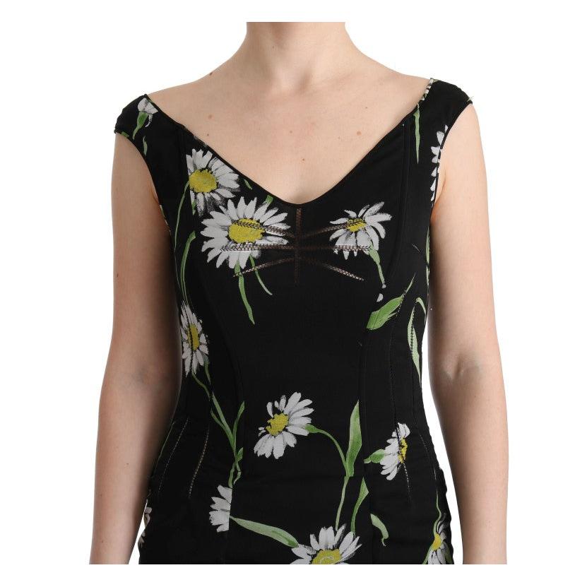 Dolce & Gabbana Sunflower Silk Stretch Sheath Dress