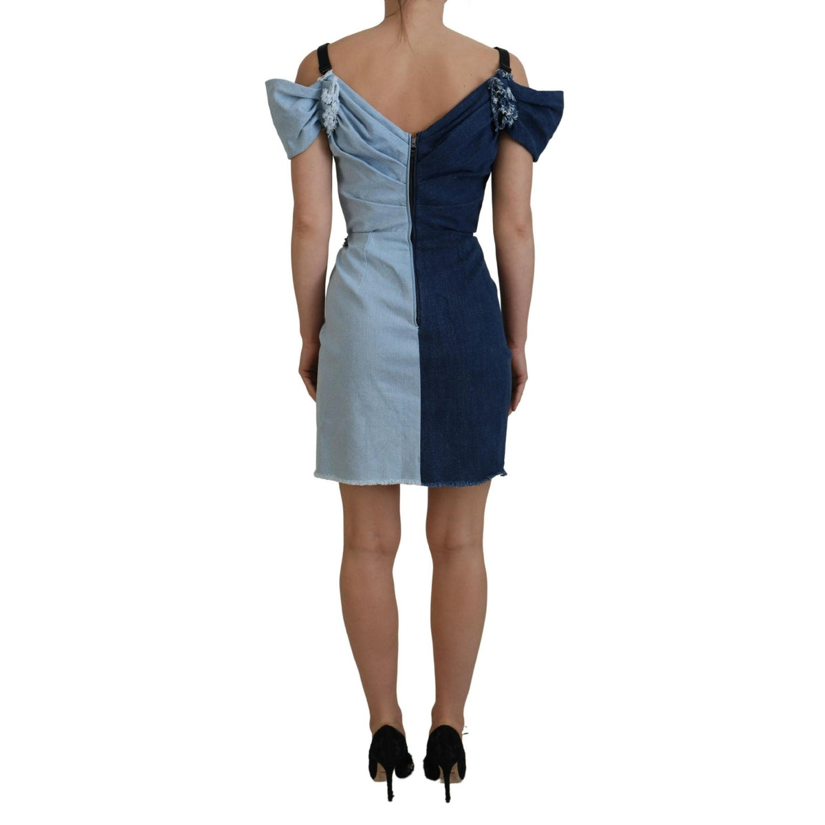 Dolce & Gabbana Two Tone Blue Patchwork Denim Mini Dress