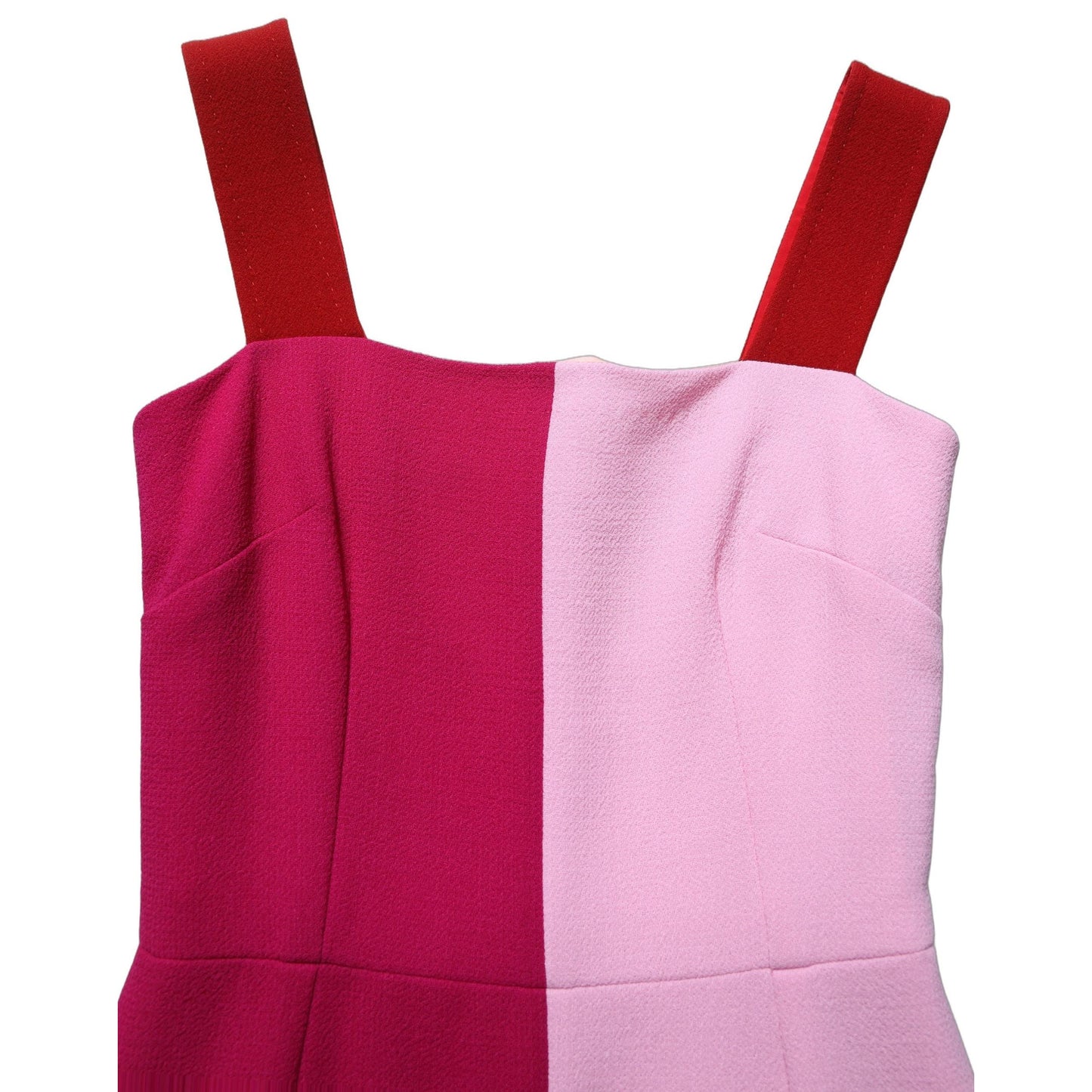 Dolce & Gabbana Two Tone Pink Wool Sleeveless Midi Dress