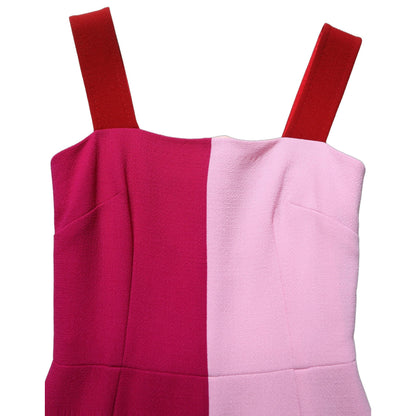 Dolce & Gabbana Two Tone Pink Wool Sleeveless Midi Dress