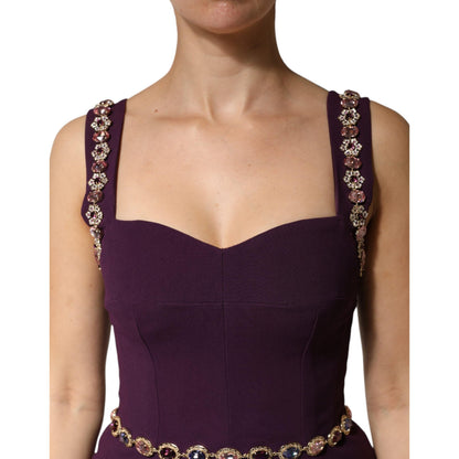 Dolce & Gabbana Violet Embellished Sheath Mermaid Gown Dress