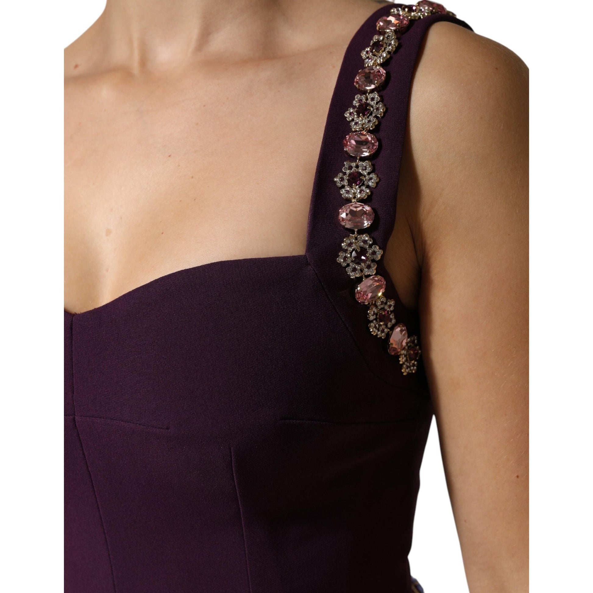 Dolce & Gabbana Violet Embellished Sheath Mermaid Gown Dress