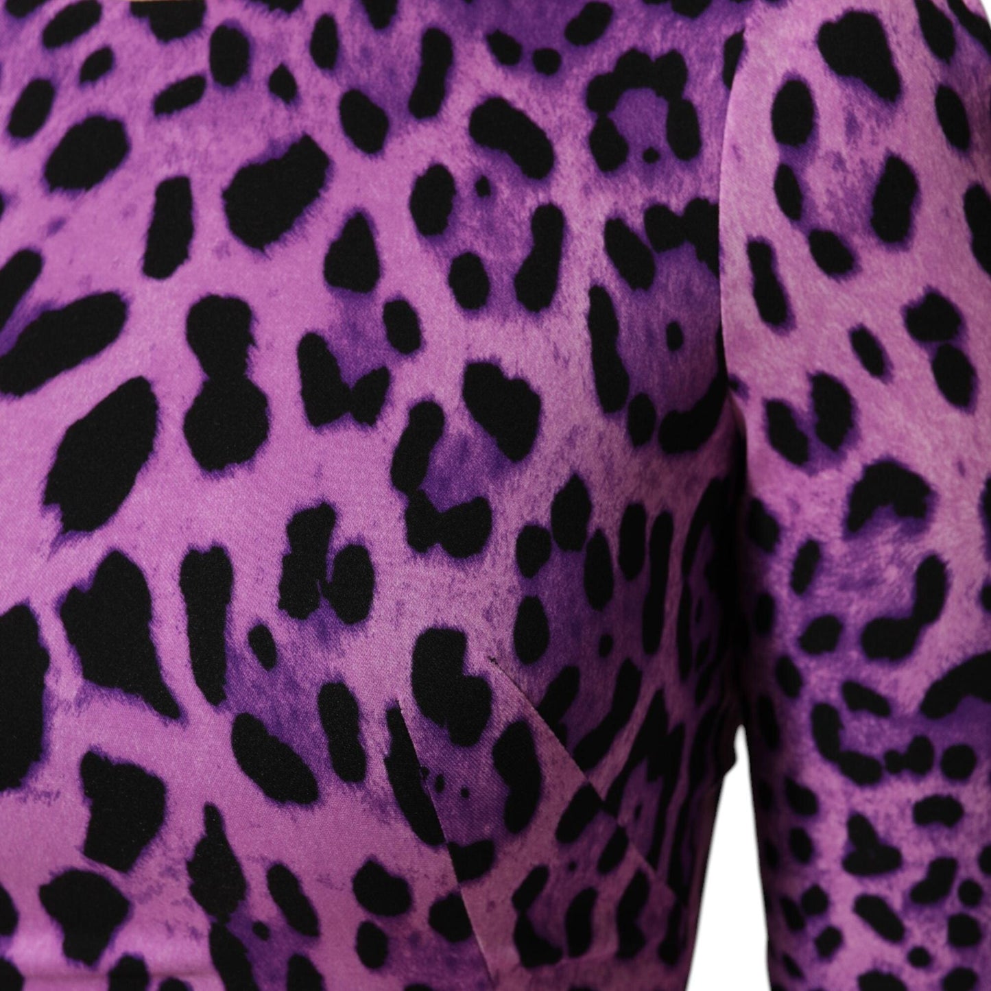Dolce & Gabbana Violet Leopard Sheath Bodycon Mini Dress