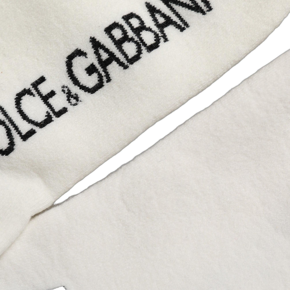 Dolce & Gabbana White Black Cotton Stretch Knee High Socks