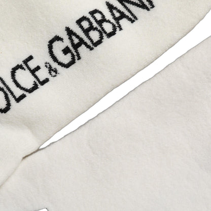 Dolce & Gabbana White Black Cotton Stretch Knee High Socks