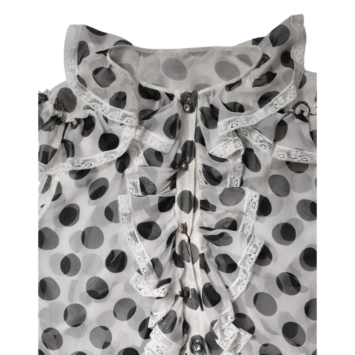 Dolce & Gabbana White Black Polka Dot Cotton Sleeveless Top