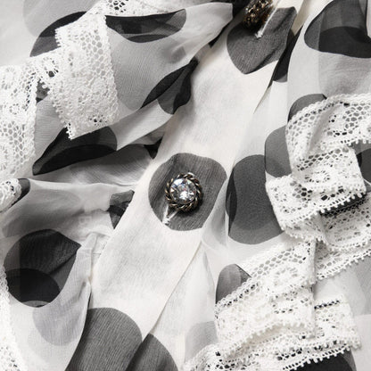 Dolce & Gabbana White Black Polka Dot Cotton Sleeveless Top