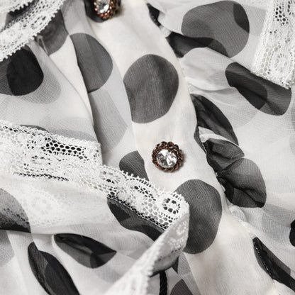 Dolce & Gabbana White Black Polka Dot Cotton Sleeveless Top