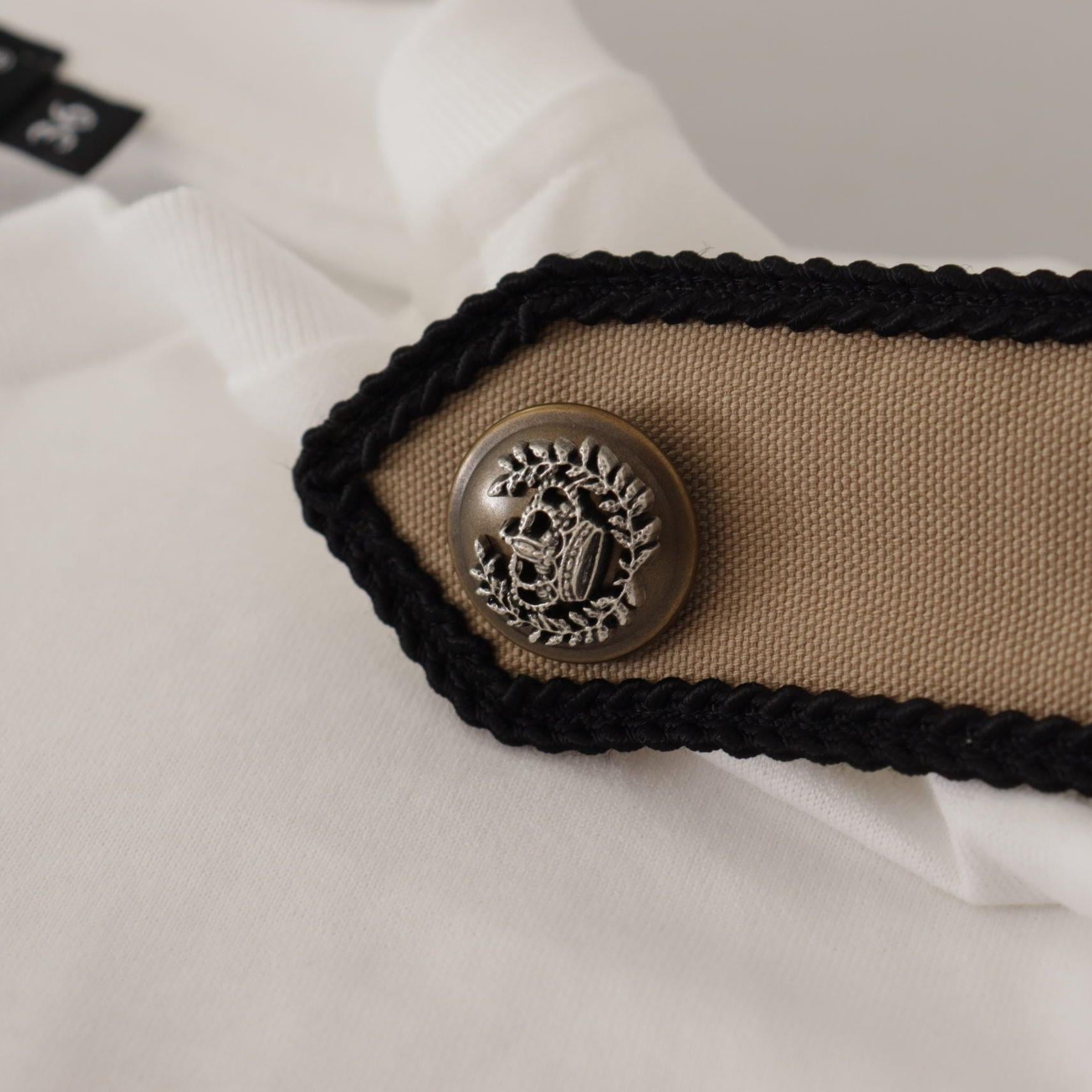 Dolce & Gabbana White Black Roses Crewneck Cotton T-shirt