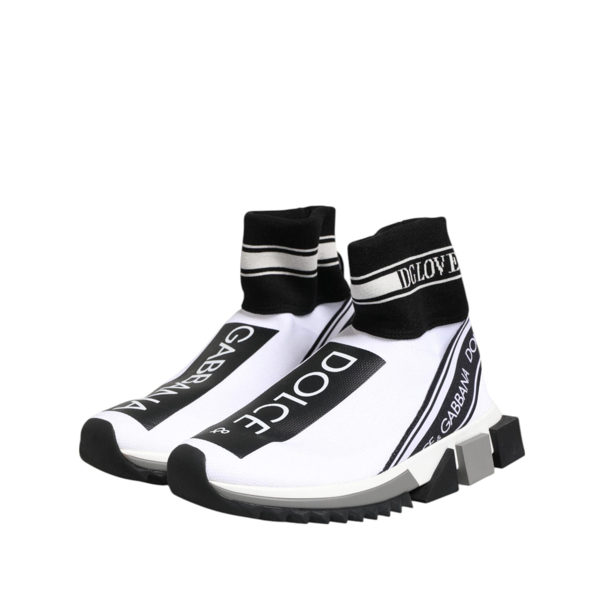 Dolce & Gabbana White Black Sorrento Socks Sneakers Shoes