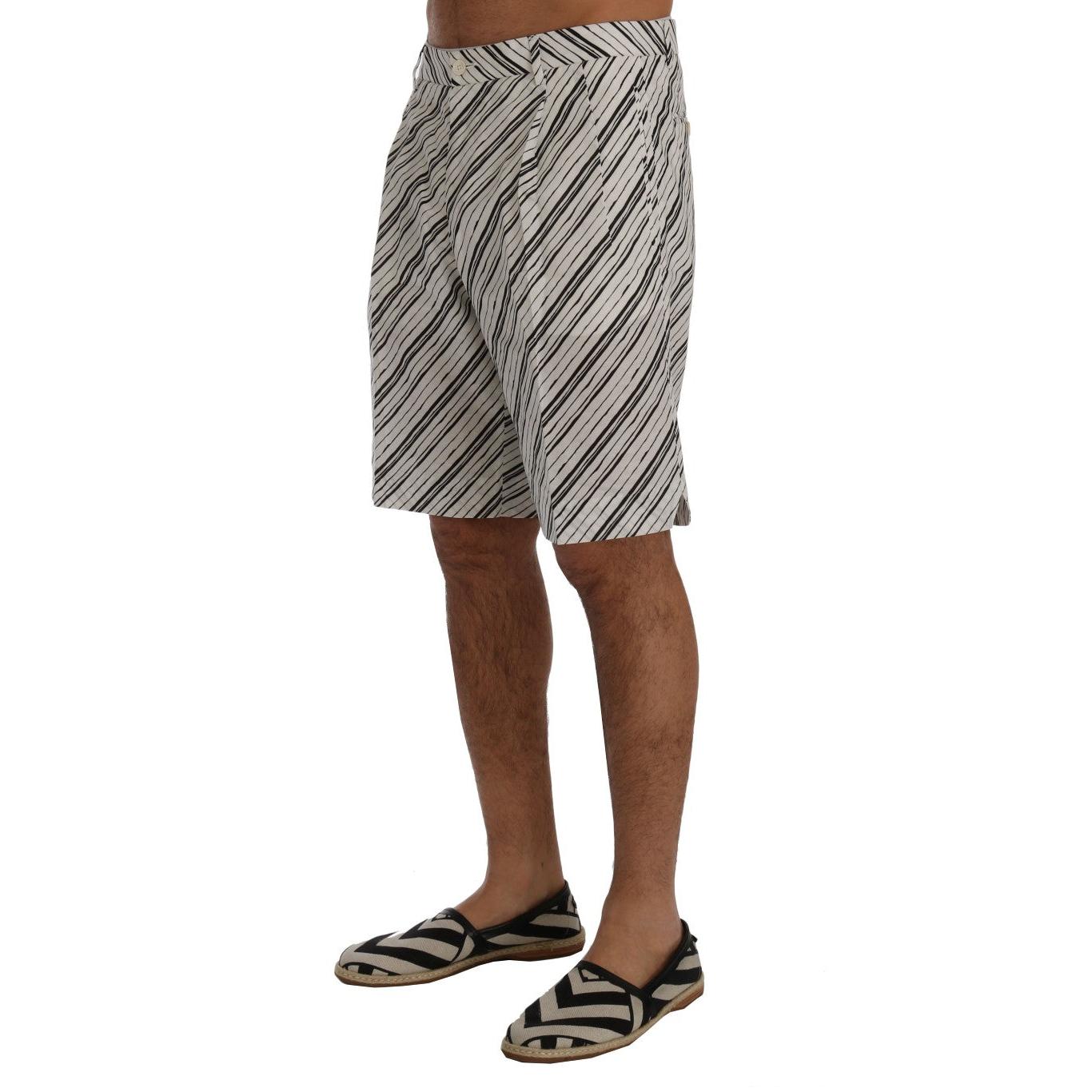 Dolce & Gabbana White Black Striped Casual Shorts