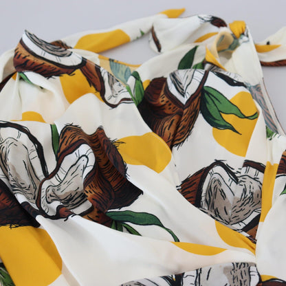 Dolce & Gabbana White Coconut Print Sheath Mini Silk Dress